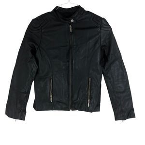 Black Leather Motorcycle/Biker Jacket by Heeli London sz L Elbow Protection